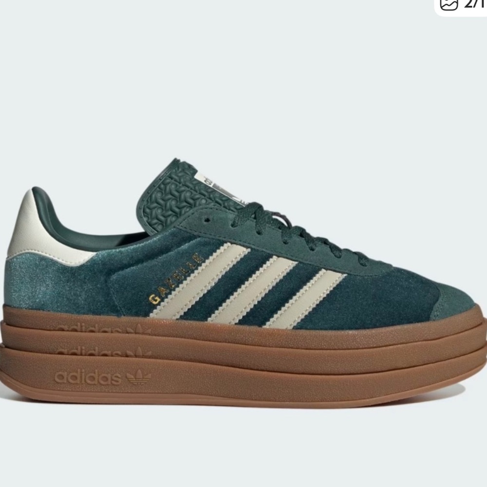 Adidas Women's Green and Cream Platform Sneakers